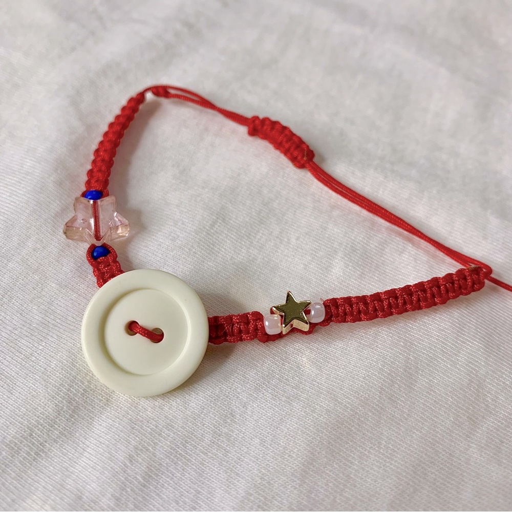 Unique Handmade Button beaded Bracelet, baby to adult